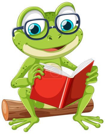 Illustration for Green Frog Reading Book Vector illustration - Royalty Free Image