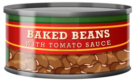 Illustration for Baked Beans with Tomato Sauce Food Can illustration - Royalty Free Image
