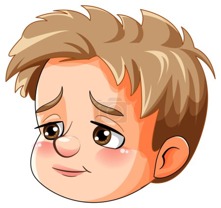 Illustration for Sad boy cartoon head illustration - Royalty Free Image