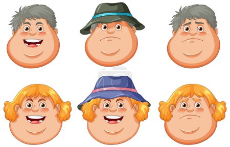 Ilustración de Conjunto de personas con sobrepeso ilustración de personajes de dibujos animados - Imagen libre de derechos