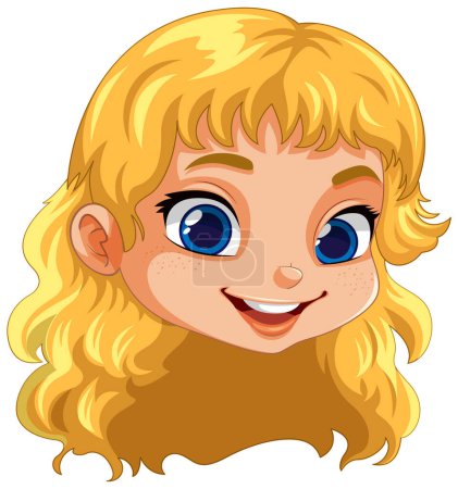 Ilustración de Linda cara de chica con cabello rubio Vector ilustración - Imagen libre de derechos