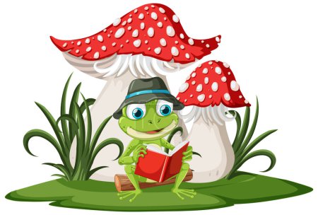Photo for Green Frog Reading Book illustration - Royalty Free Image
