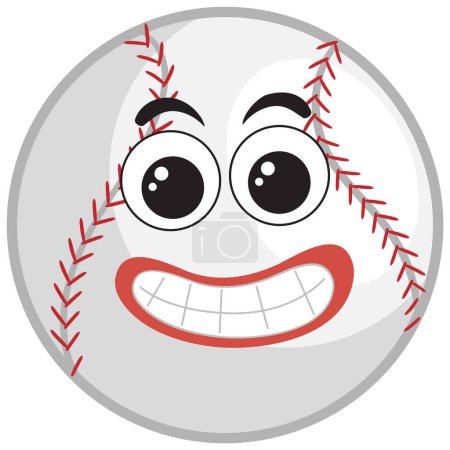 Ilustración de Personaje de dibujos animados de béisbol con ojos y boca ilustración - Imagen libre de derechos