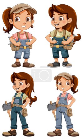 Illustration for Set of handyman cartoon character illustration - Royalty Free Image