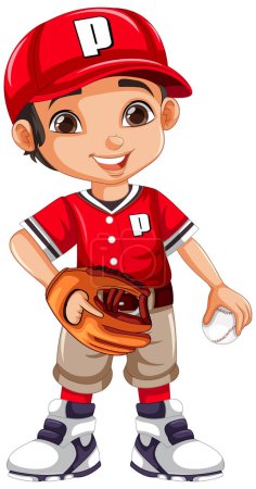 Ilustración de Béisbol jugador de dibujos animados personaje ilustración - Imagen libre de derechos