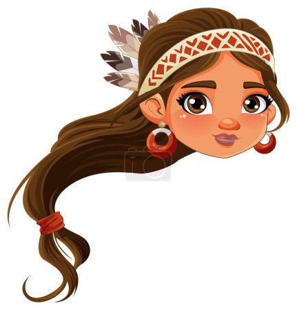Ilustración de Ilustración de cabeza de dibujos animados nativos americanos femeninos - Imagen libre de derechos