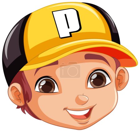 Illustration for Boy wearing baseball hat head illustration - Royalty Free Image