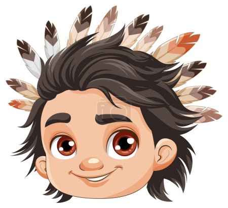 Illustration for Male Native American cartoon head illustration - Royalty Free Image