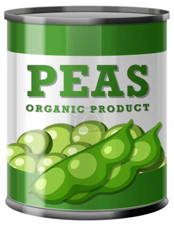 Illustration for Green Peas in Food Can illustration - Royalty Free Image