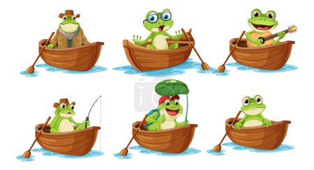 Illustration for Collection of different frogs cartoon characters illustration - Royalty Free Image