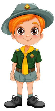 Illustration for Boy scout in uniform cartoon character illustration - Royalty Free Image