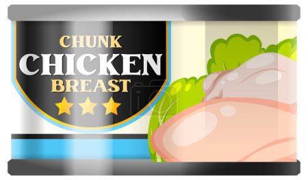 Téléchargez les illustrations : Poulet poulet poitrine nourriture peut vecteur illustration - en licence libre de droit