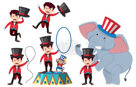 Illustration for Set of circus cartoon character illustration - Royalty Free Image