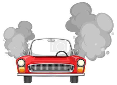 Téléchargez les illustrations : Une voiture vintage avec illustration Smoke - en licence libre de droit