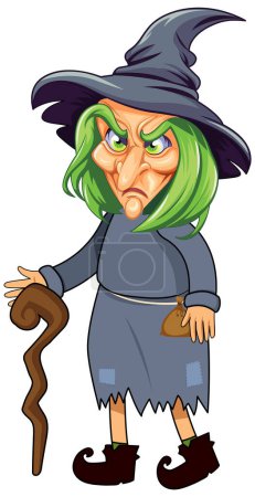 Ilustración de Ilustración del personaje de dibujos animados de bruja vieja - Imagen libre de derechos