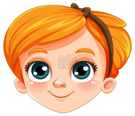 Ilustración de Linda cara de chica con ilustración de vectores de pelo naranja - Imagen libre de derechos