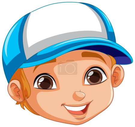 Illustration for Boy wearing baseball hat head illustration - Royalty Free Image