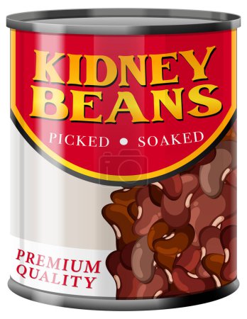 Illustration for Kidney Beans Organic Product Food Can illustration - Royalty Free Image