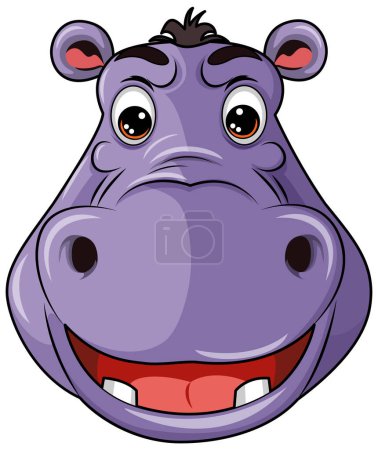 Ilustración de Cara de hipopótamo en ilustración de estilo de dibujos animados - Imagen libre de derechos