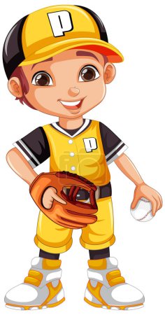 Téléchargez les illustrations : Joueur de baseball illustration de personnage de dessin animé - en licence libre de droit