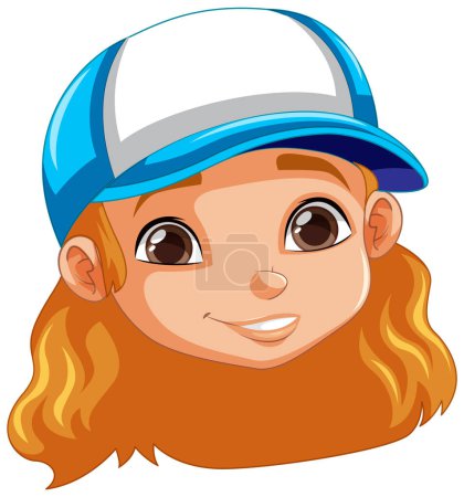 Illustration for Girl wearing baseball hat head illustration - Royalty Free Image