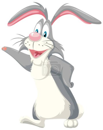 Ilustración de Lindo conejo juguetón dibujo animado personaje ilustración - Imagen libre de derechos