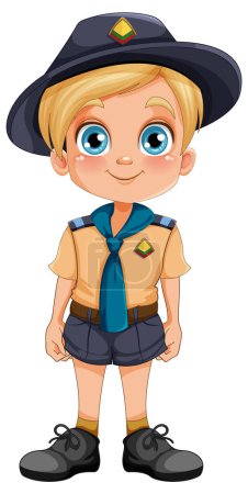 Illustration for Boy scout in uniform cartoon character illustration - Royalty Free Image