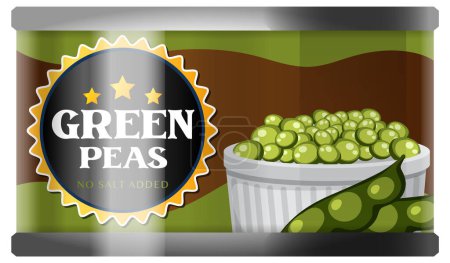 Ilustración de Green Peas Food Can Vector ilustración - Imagen libre de derechos