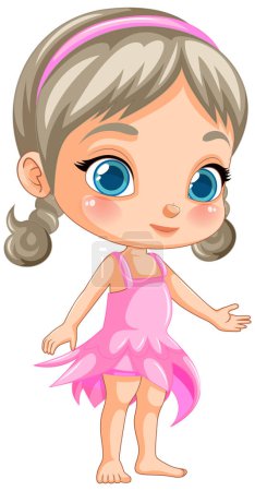Illustration for Cute girl cartoon character wearing fantasy dress illustration - Royalty Free Image