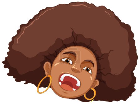 Ilustración de Personaje de dibujos animados de mujer afroamericana negra con ilustración de Afro Hair - Imagen libre de derechos