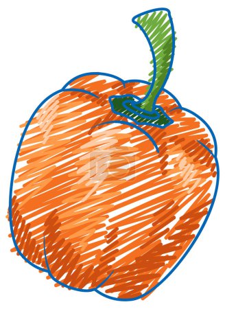Illustration for Capsicum pencil colour child scribble style illustration - Royalty Free Image
