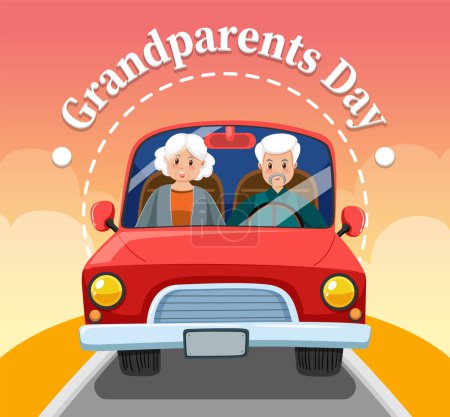 Téléchargez les illustrations : Joyeuse journée des grands-parents en illustration de vacances - en licence libre de droit