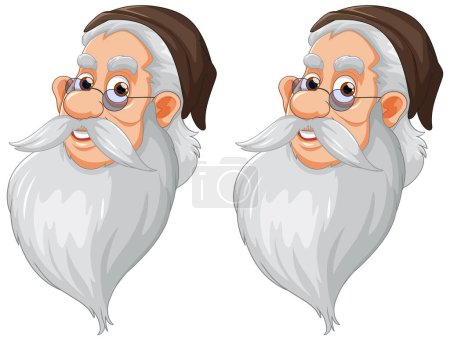 Ilustración de Personaje de dibujos animados de mujer vieja con ilustración de barba - Imagen libre de derechos
