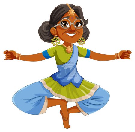 Téléchargez les illustrations : Personnages de dessins animés indiens dans l'illustration de tenue culturelle traditionnelle - en licence libre de droit