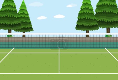 Ilustración de Ilustración de escena de pista de tenis vacía - Imagen libre de derechos