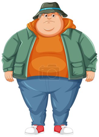 Ilustración de Ilustración de personajes de dibujos animados masculinos gordos - Imagen libre de derechos