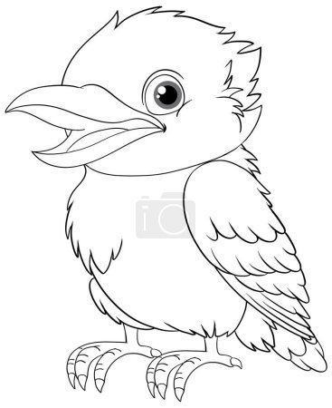 Illustration for A smiling kookaburra bird outline isolated on a white background in a vector cartoon illustration style illustration - Royalty Free Image