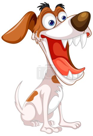 Ilustración de Lindo perro loco juguetón ilustración de dibujos animados - Imagen libre de derechos