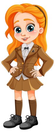 Illustration for Girl in Student Uniform Cartoon illustration - Royalty Free Image