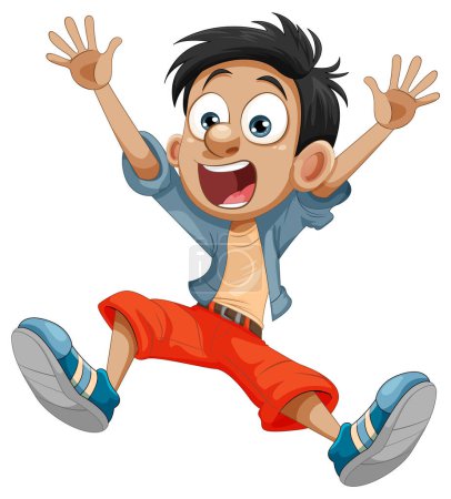 Ilustración de Jumping Boy Cartoon Character illustration - Imagen libre de derechos