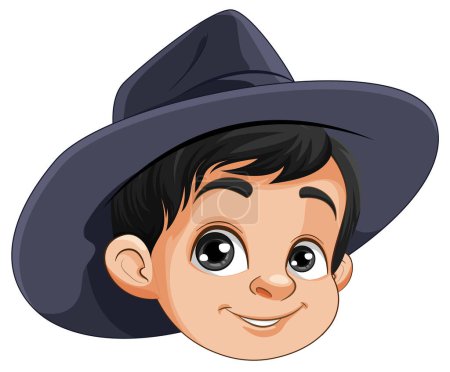 Téléchargez les illustrations : Tête de garçon mignonne avec illustration chapeau - en licence libre de droit