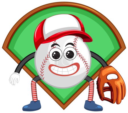 Illustration for Baseball Cartoon Character with Eyes and Mouth illustration - Royalty Free Image