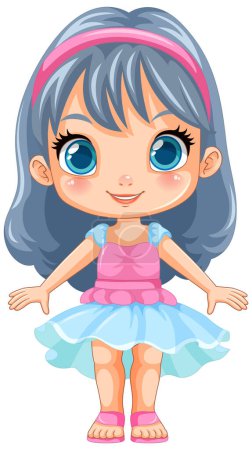 Téléchargez les illustrations : Adorable fille en robe mignonne illustration vectorielle - en licence libre de droit