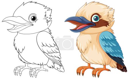 Illustration for A smiling kookaburra native to Australia stands isolated on a white background in a vector cartoon illustration style illustration - Royalty Free Image