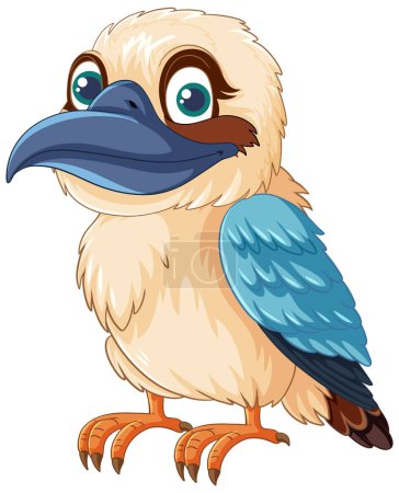 Téléchargez les illustrations : Un joli dessin animé Kookaburra oiseau debout isolé sur un fond blanc illustration - en licence libre de droit