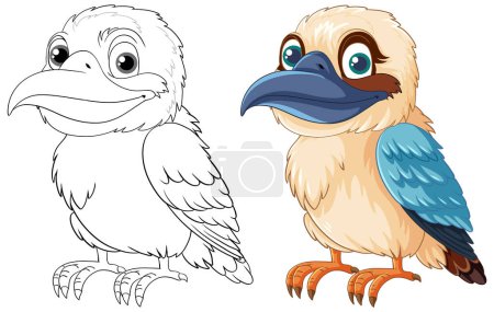 Illustration for A smiling Kookaburra, native to Australia, is set against a white background in a vector cartoon illustration style illustration - Royalty Free Image