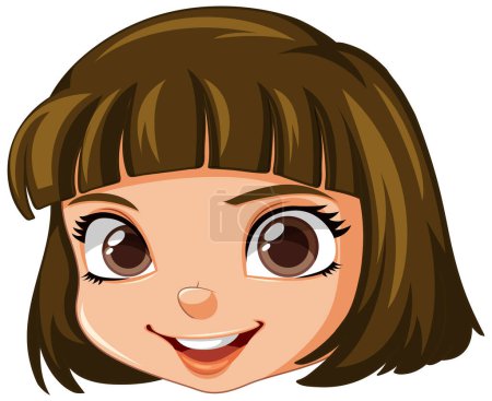 Illustration for Cute girl face smilling isolated illustration - Royalty Free Image