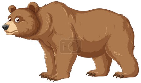 Illustration for A vector cartoon illustration of a grizzly bear isolated on a white background - Royalty Free Image