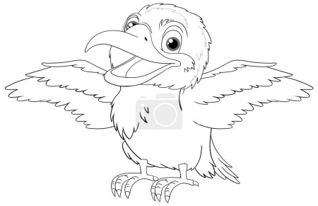 Illustration for A cartoon illustration of a Kookaburra, native to Australia, with its wings wide open in a smiling pose illustration - Royalty Free Image