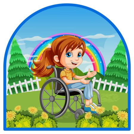 Téléchargez les illustrations : Personne handicapée en fauteuil roulant à l'illustration du parc - en licence libre de droit
